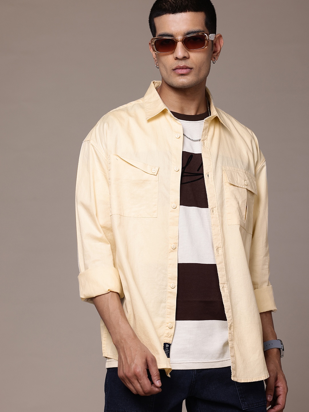 

The Roadster Lifestyle Co. Pure Cotton Relaxed Fit Shirt, Cream