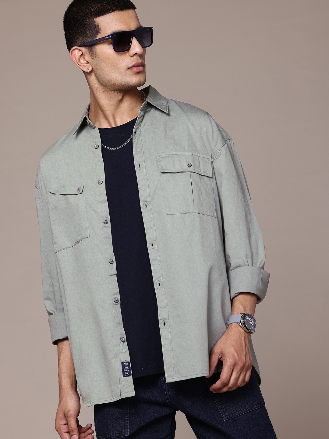 

The Roadster Lifestyle Co. Pure Cotton Relaxed Fit Shirt, Green