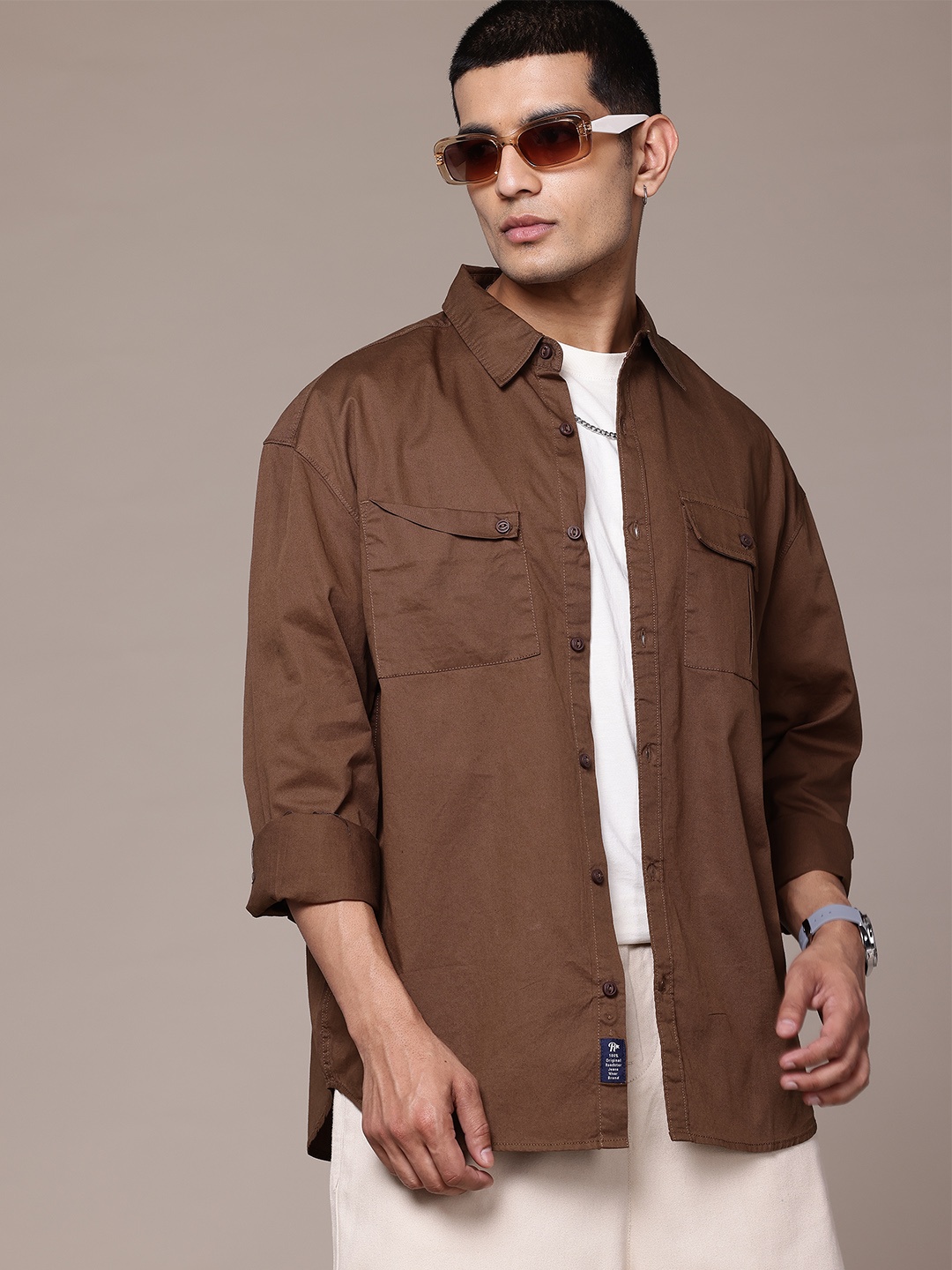 

The Roadster Lifestyle Co. Pure Cotton Relaxed Fit Shirt, Brown