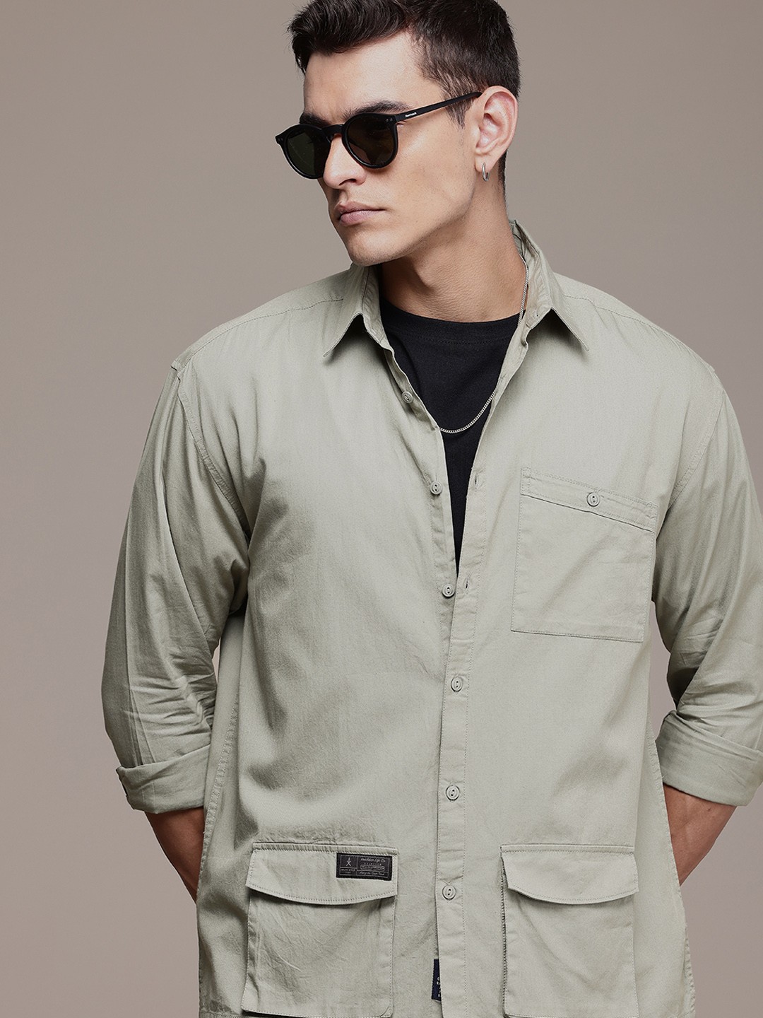 

The Roadster Life Co. Relaxed Fit Opaque Pure Cotton Casual Shirt, Olive