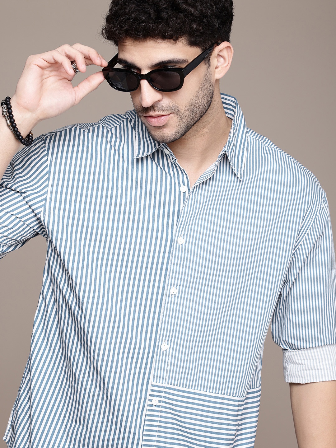 

The Roadster Life Co. Striped Pure Cotton Relaxed Fit Casual Shirt, White