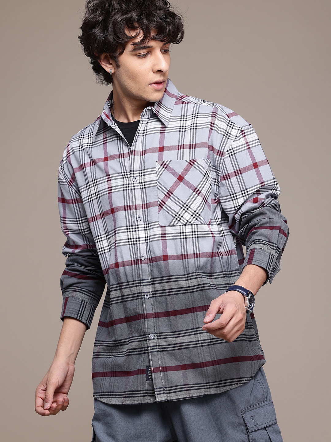 

The Roadster Lifestyle Co. Tartan Checks Casual Shirt, Grey