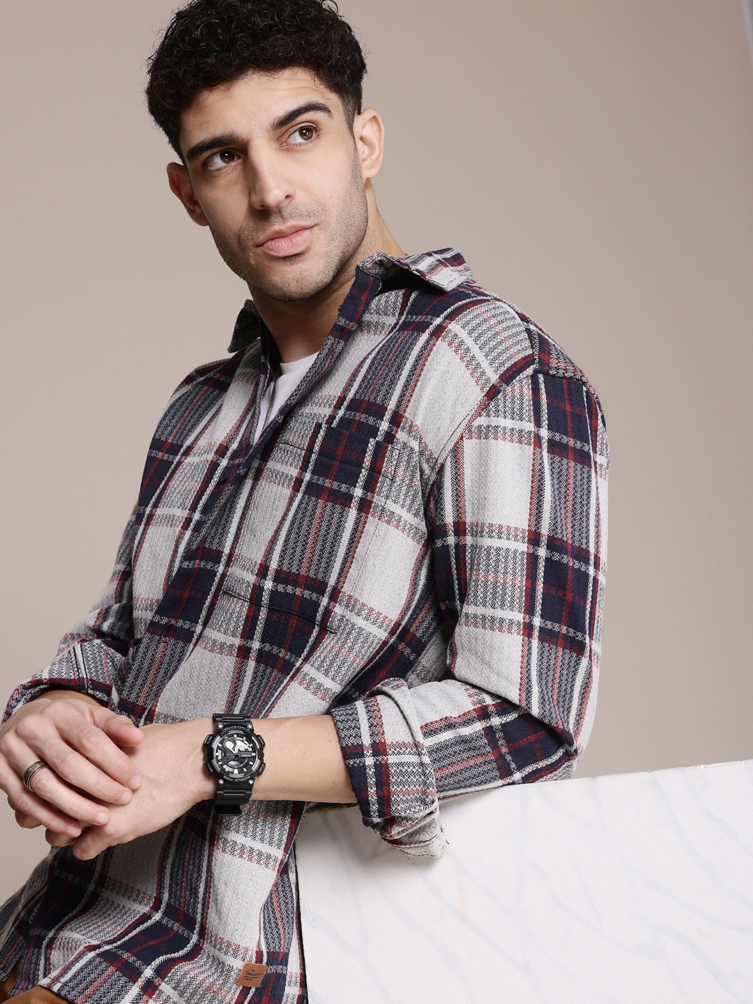 

The Roadster Life Co. Tartan Checks Opaque Relaxed Fit Casual Shirt, Grey