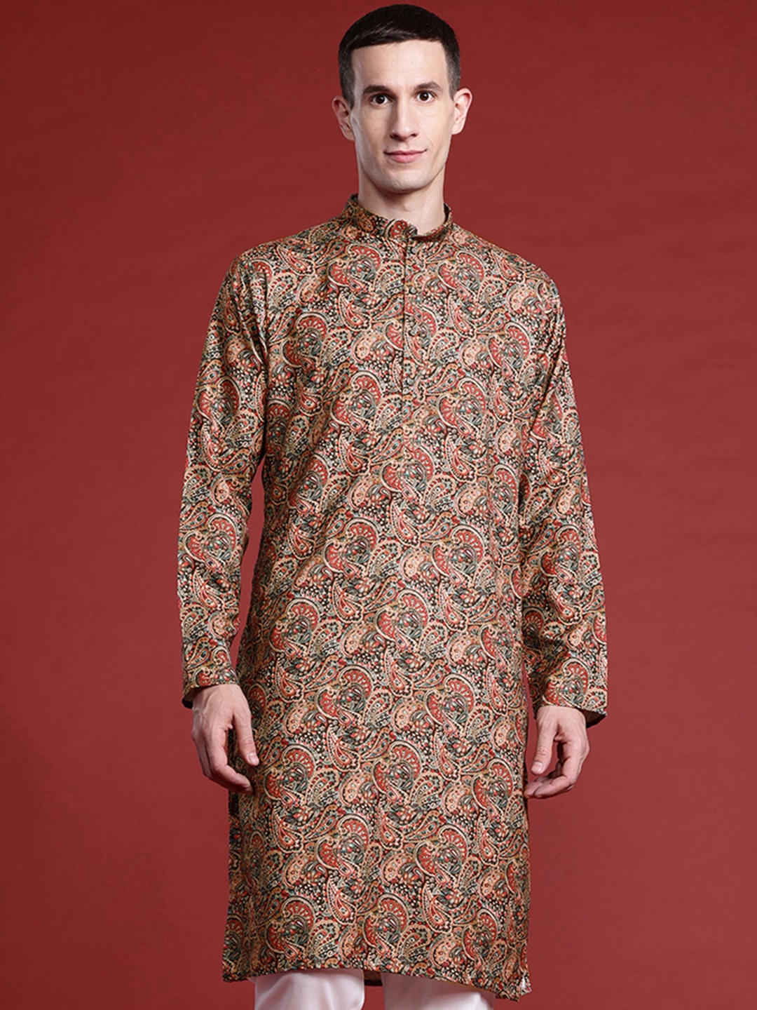 

MANQ Men Paisley Printed Pure Cotton Kurta with Pyjamas, Multi