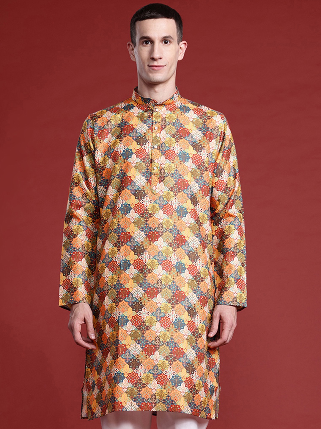 

MANQ Men Ethnic Motifs Printed Pure Cotton Kurta with Pyjamas, Multi