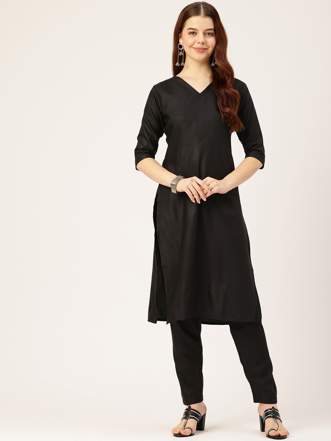 

nirja Fab Regular Kurta with Trousers, Black