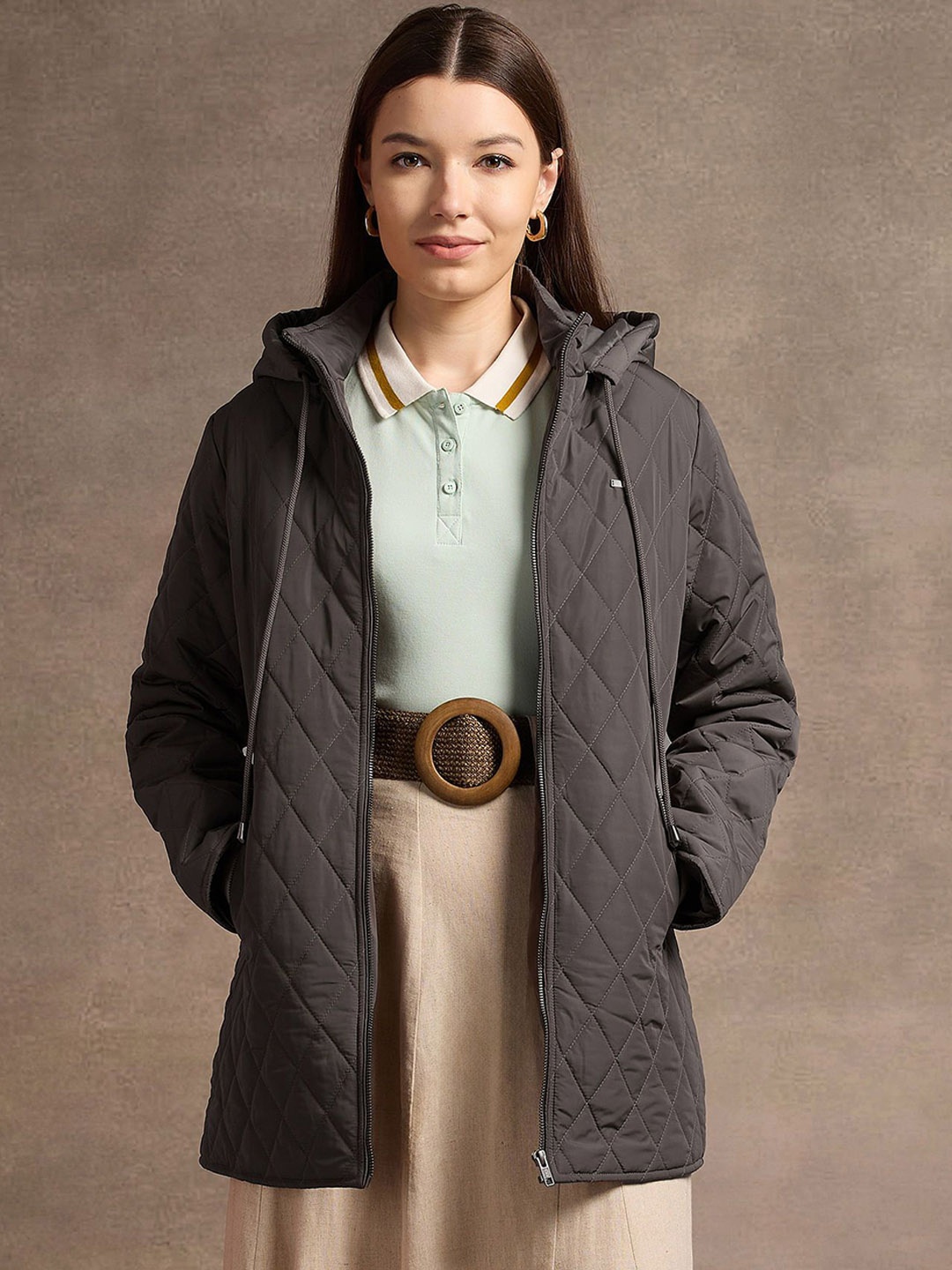 

U.S. Polo Assn. Women Women Longline Quilted Jacket, Brown