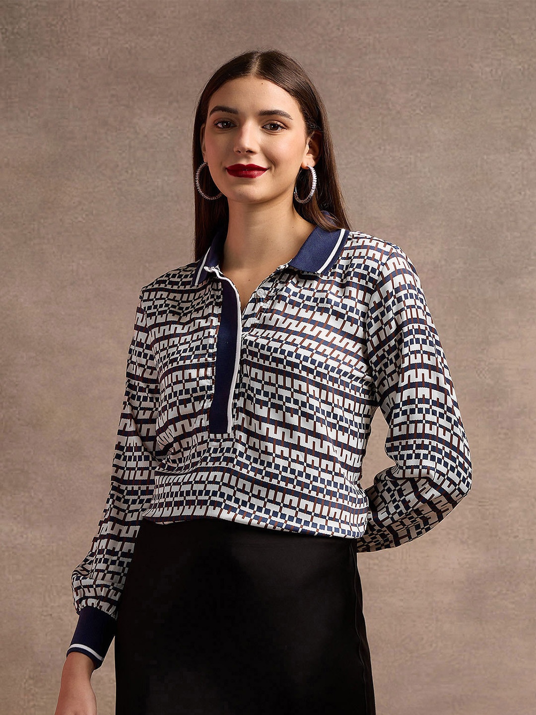 

U.S. Polo Assn. Women Geometric Print Top, Multi