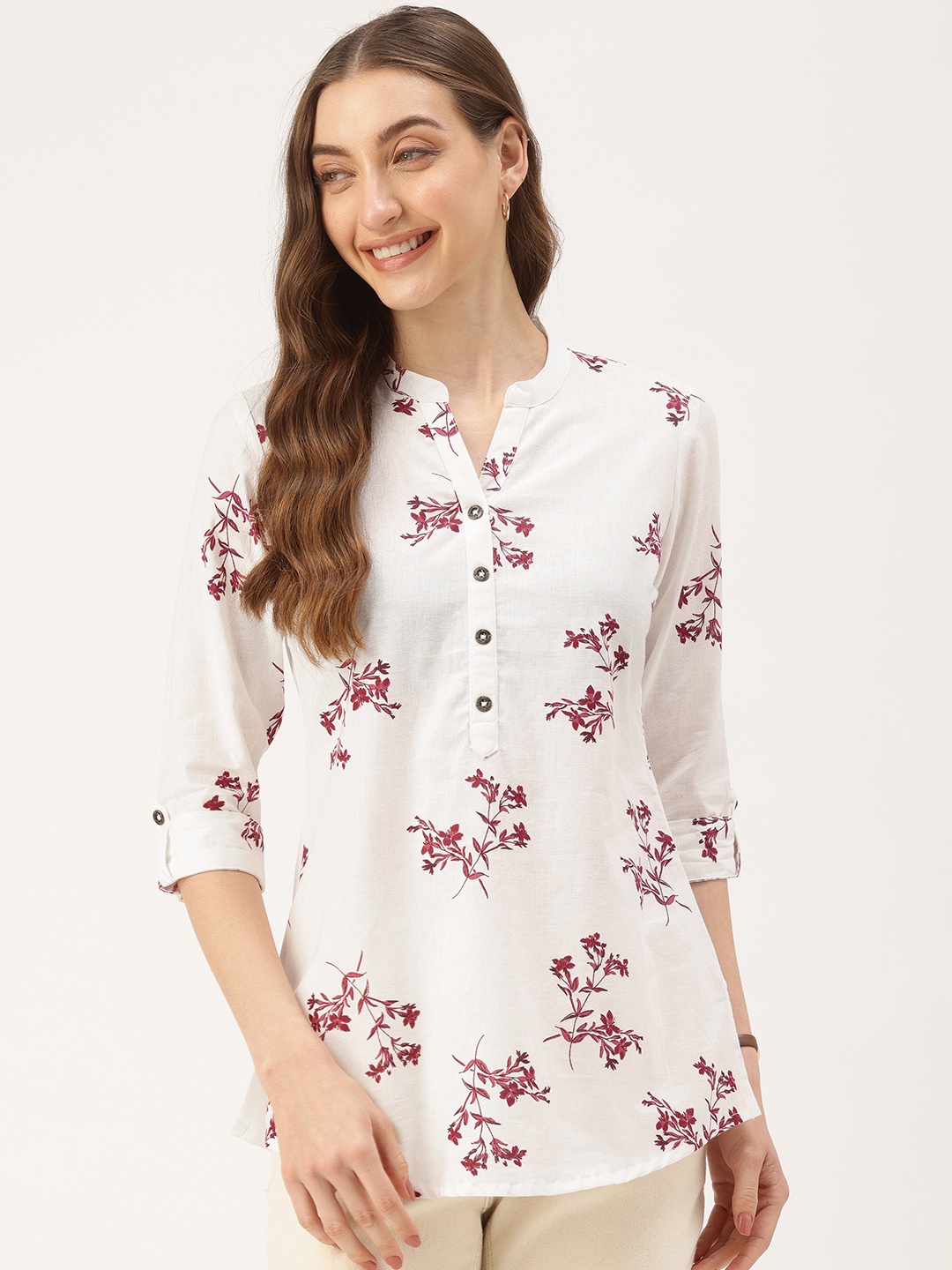 

AMUKTI Floral Printed Cotton Tunic, White
