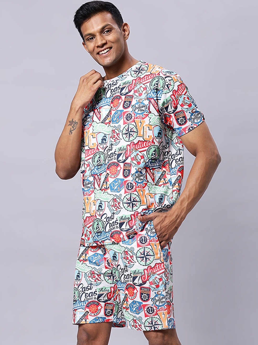 

Wear Your Opinion All Over Printed T-Shirt & Shorts Coord Set, Off white