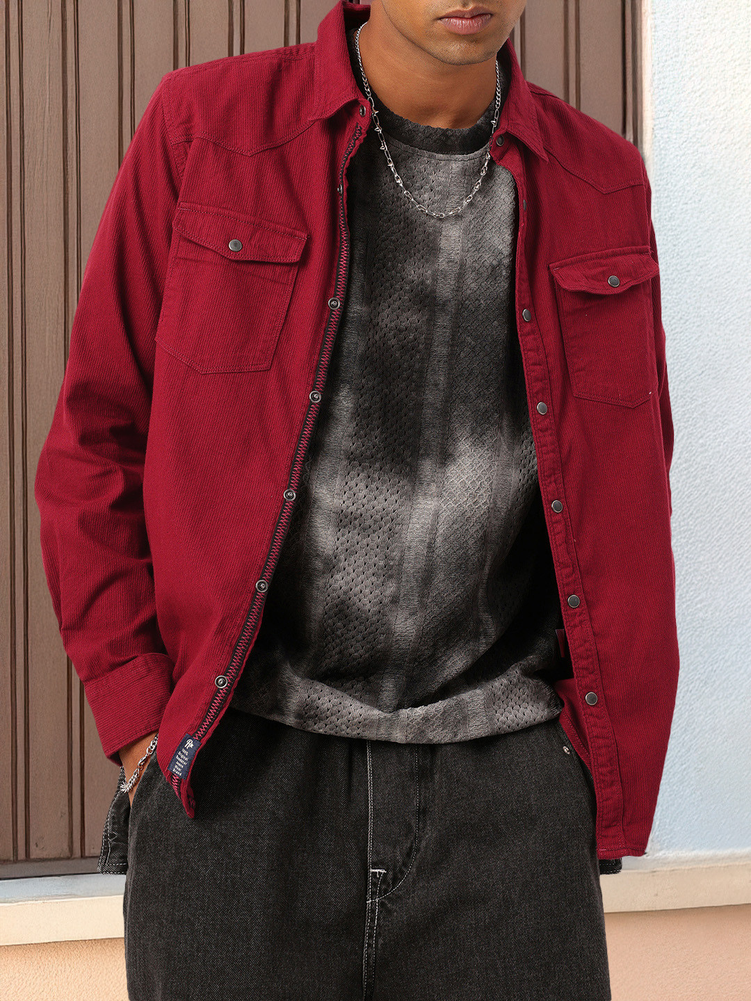 

The Roadster Life Co. Cherry Red Corduroy Cool Casual Shirt