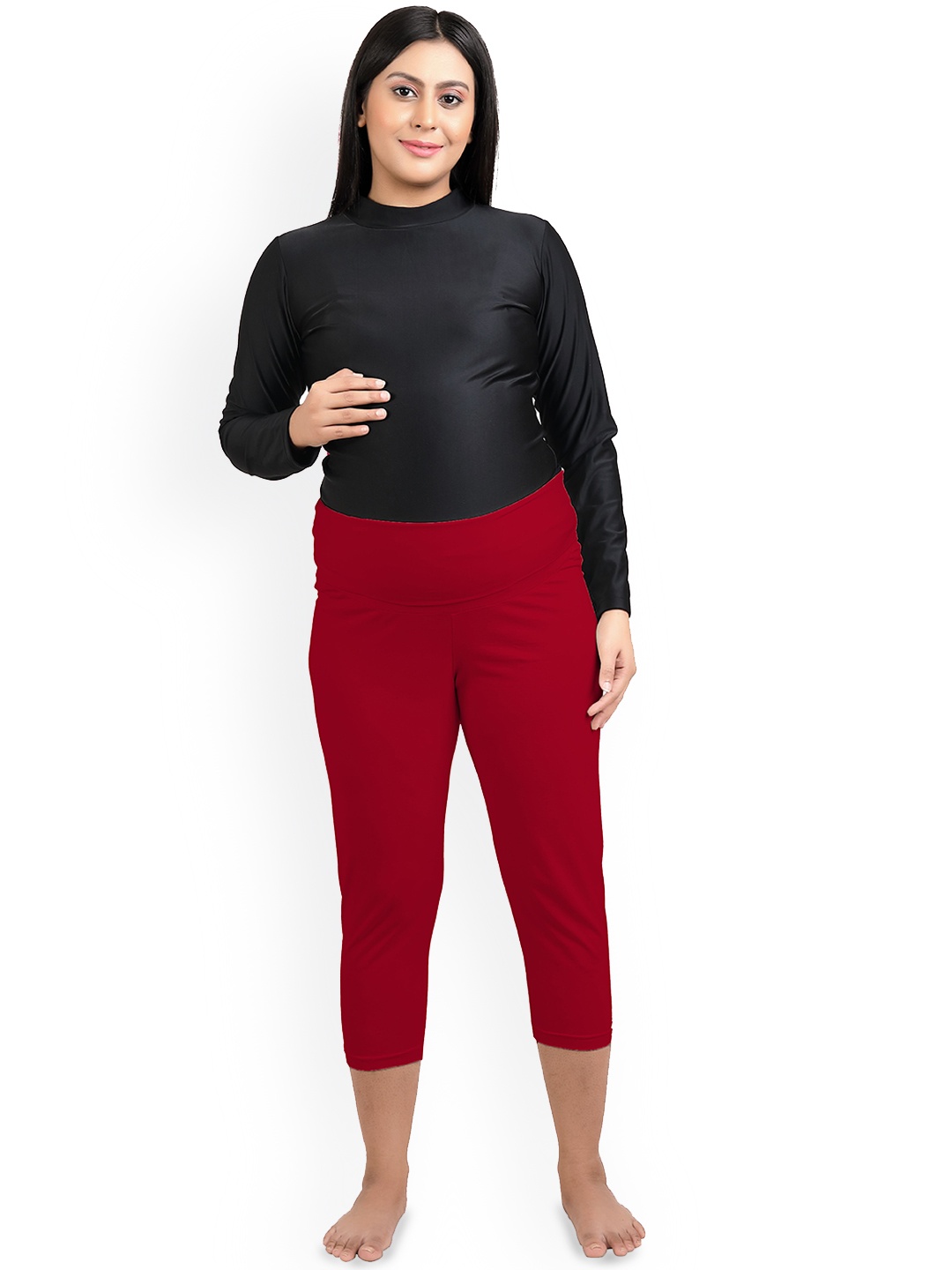 

Uzazi Three-Fourth Length Maternity Leggings, Maroon