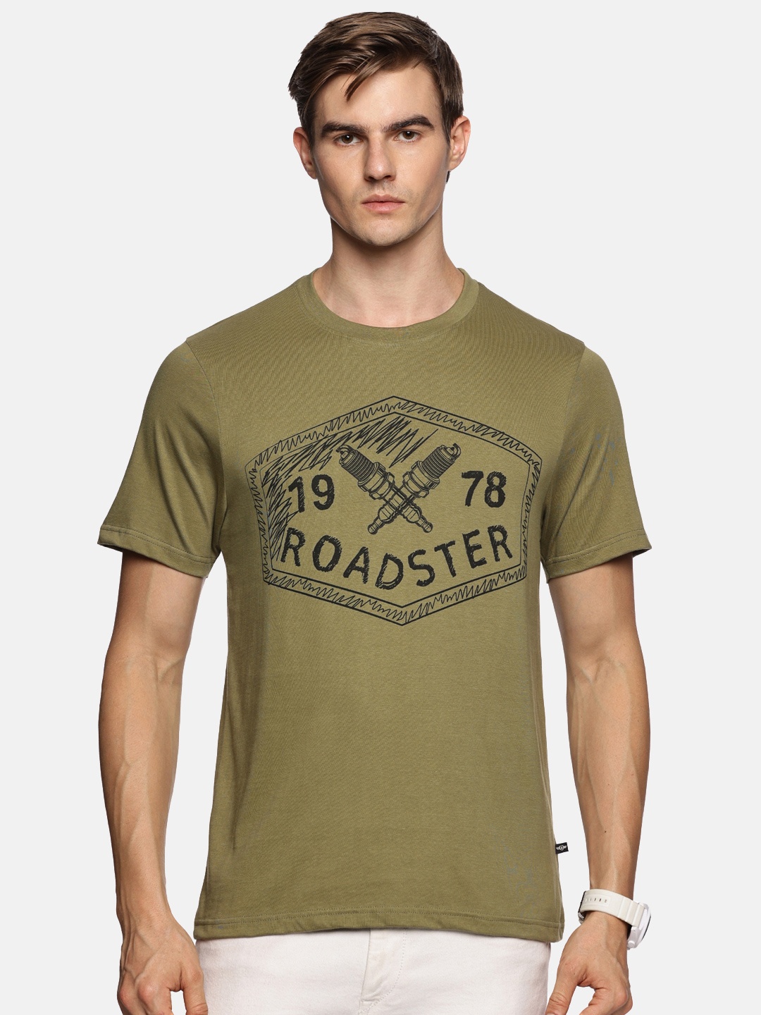 

The Roadster Lifestyle Co 1978 Printed Cotton T-Shirt, Olive