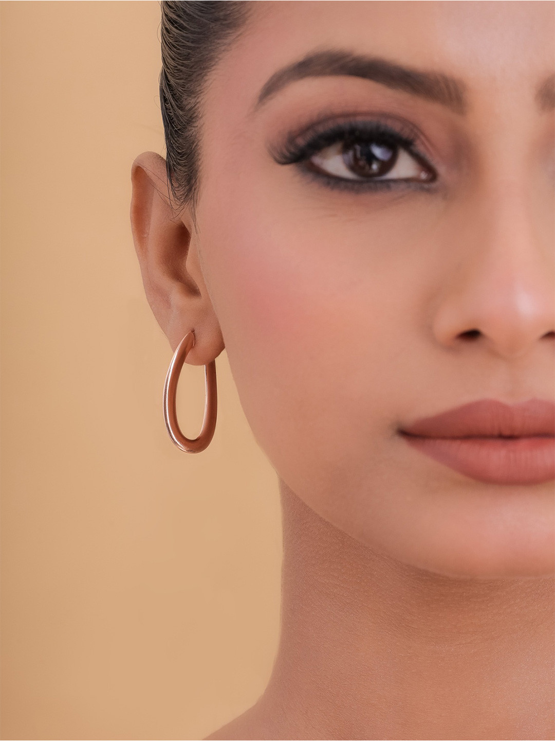 

STERLYN Oval Hoop Earrings, Rose gold