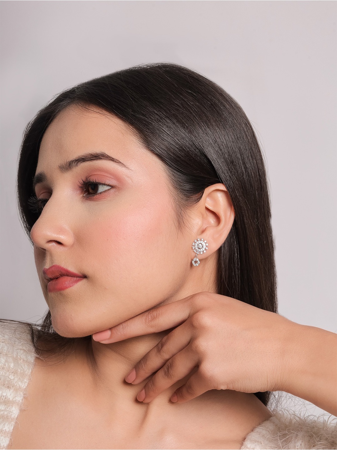 

STERLYN Circular Drop Earrings, Silver