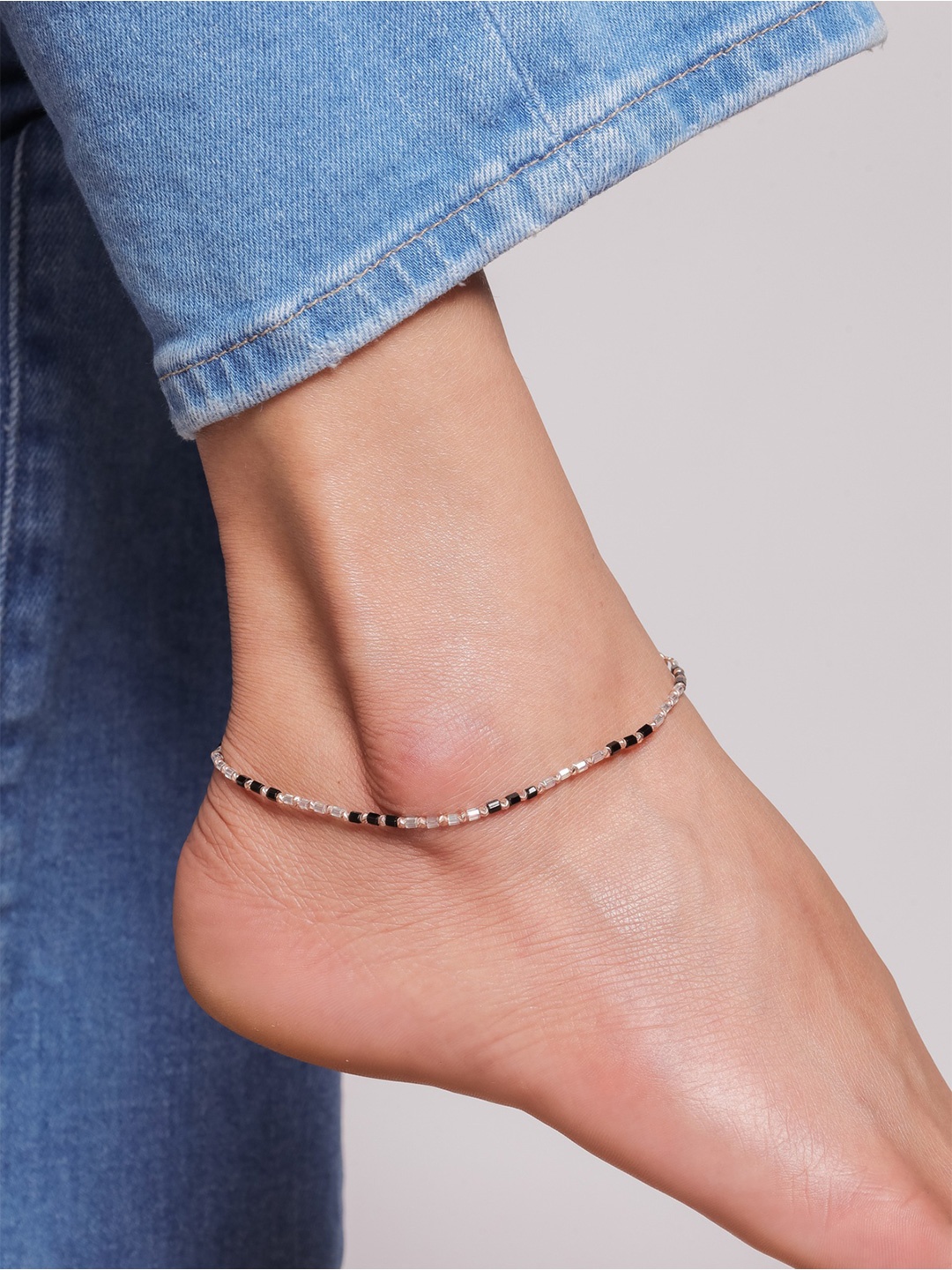 

STERLYN Rose Gold-Plated Artificial Beads Anklet