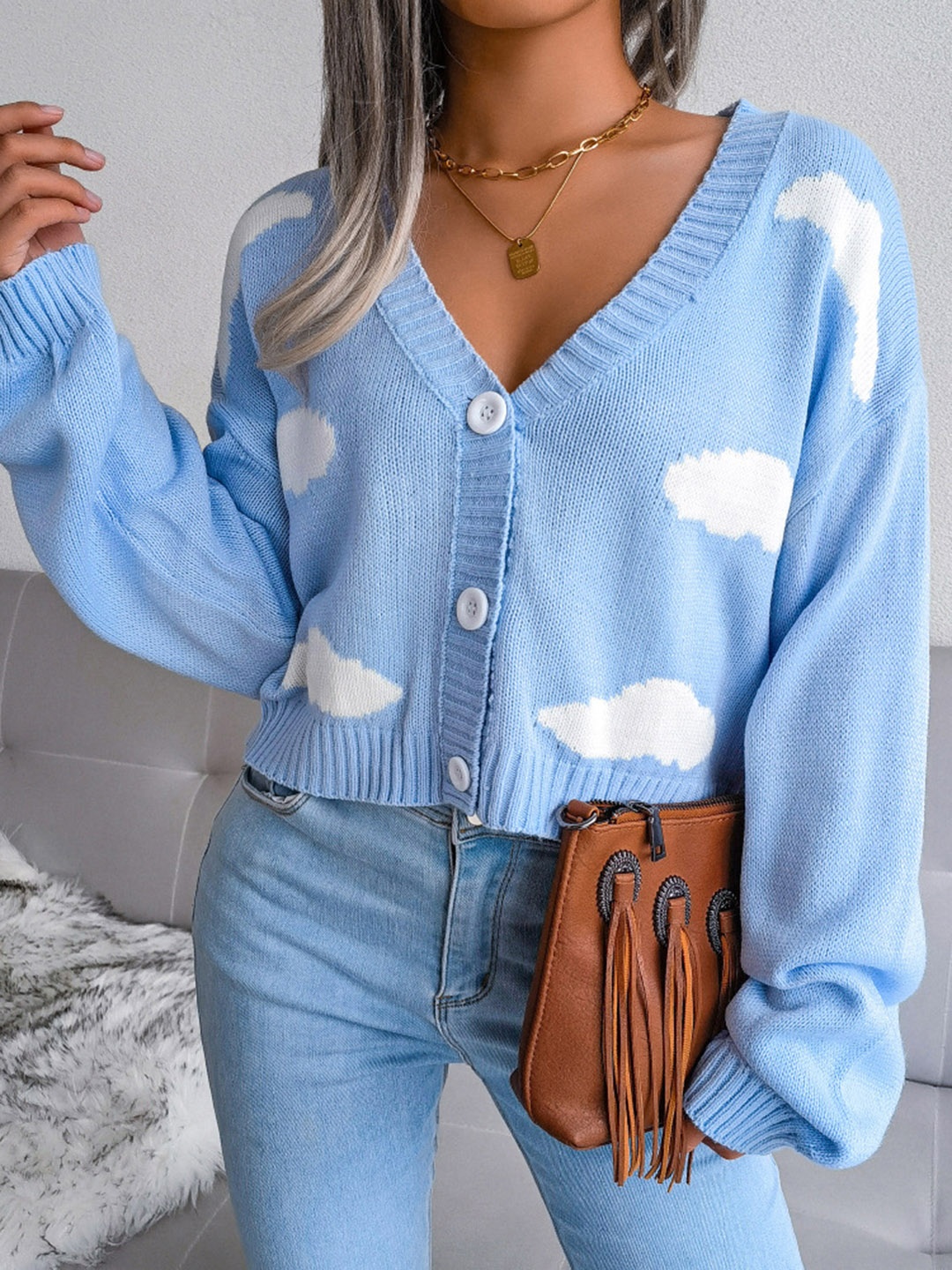 

HERE&NOW Women Quirky Cardigan, Blue