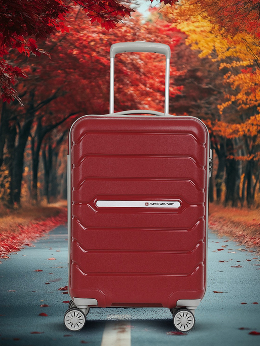 

SWISS MILITARY Rhombus Textured Hard-Sided Cabin Suitcase, Red