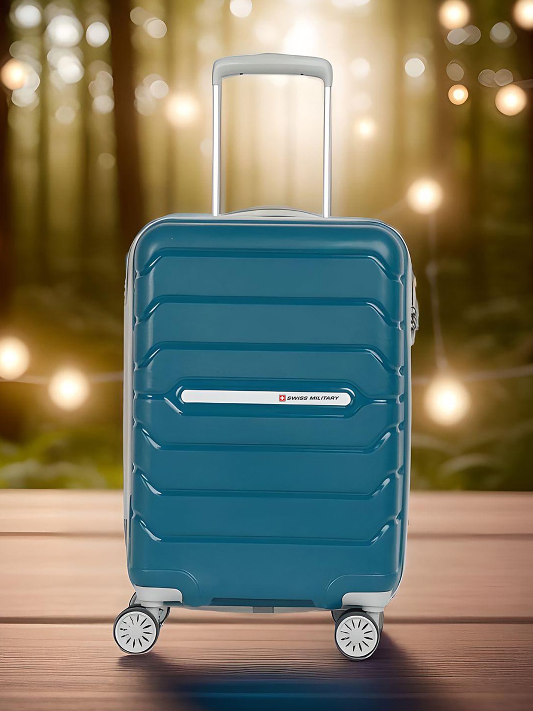 

SWISS MILITARY Rhombus Textured Hard-Sided Cabin Suitcase, Teal