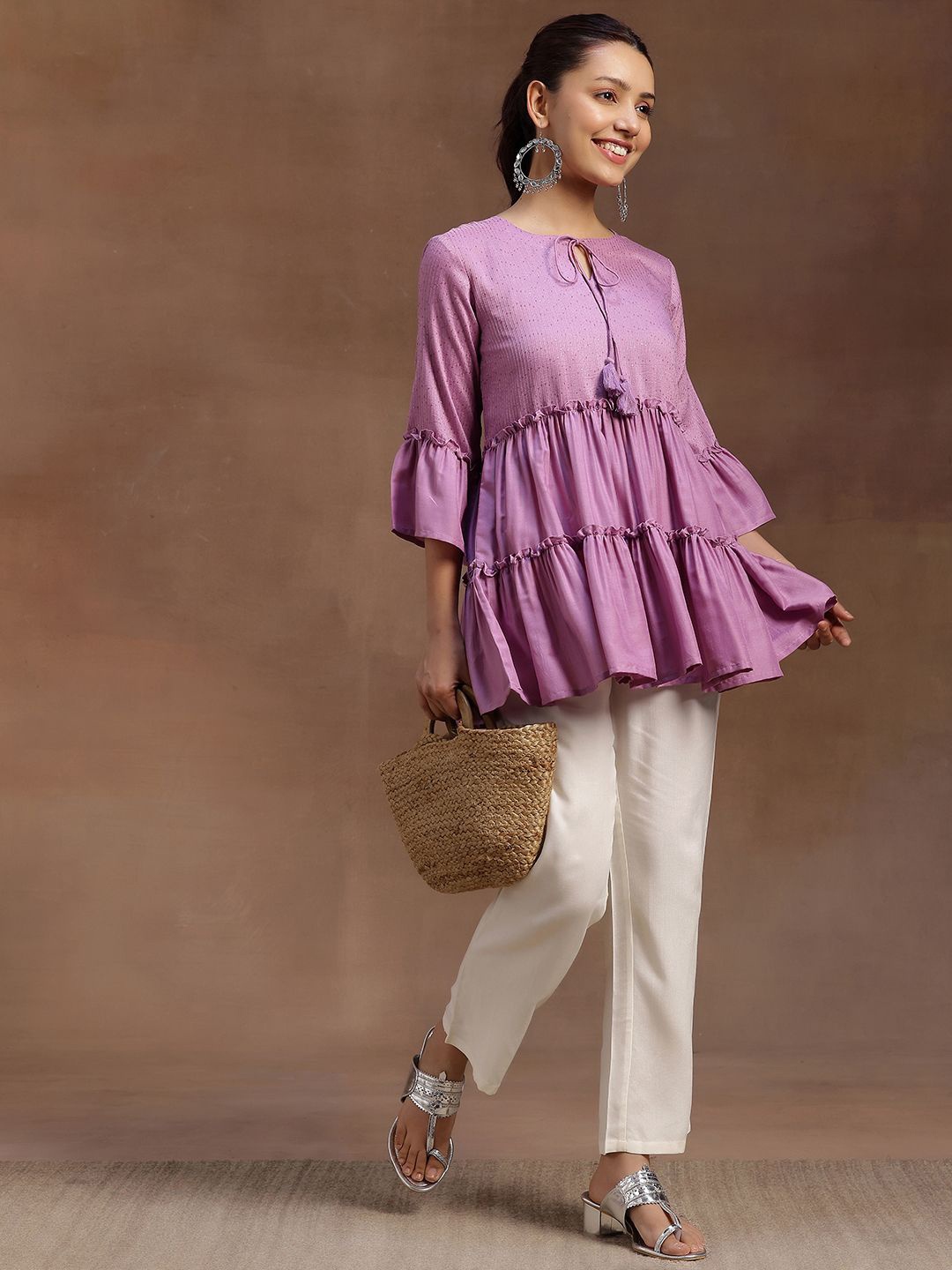

Libas Embellished Sequinned Sequinned Pleated Kurti, Lavender