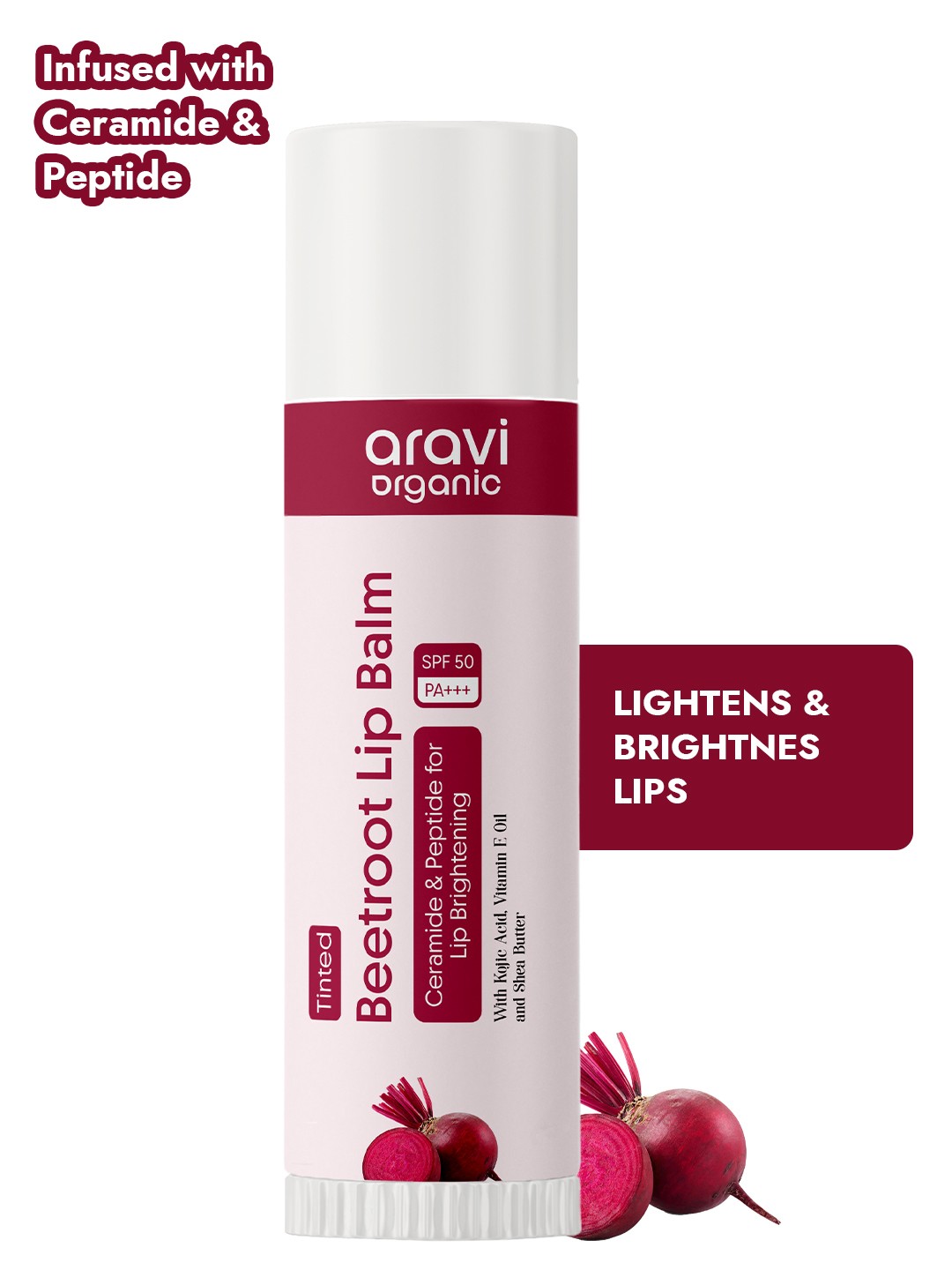 

Aravi Organic Tinted Beetroot Lip Balm With SPF 50- 5g, Pink