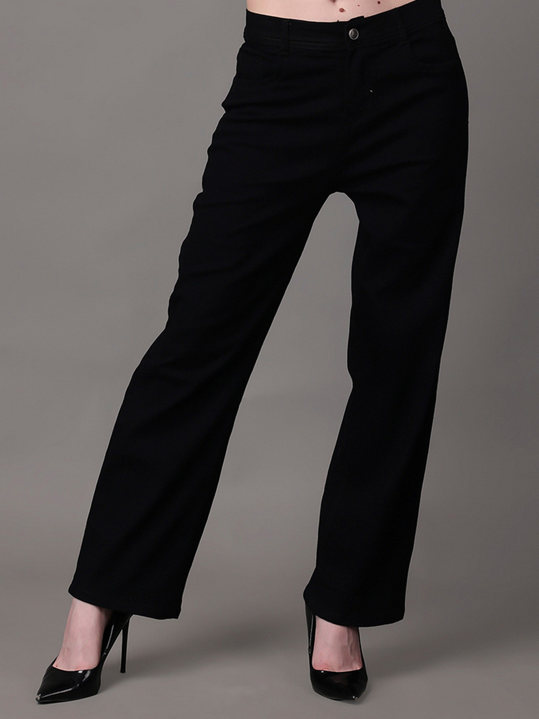 

EDITLOOK Women Boyfriend Fit Stretchable Jeans, Black