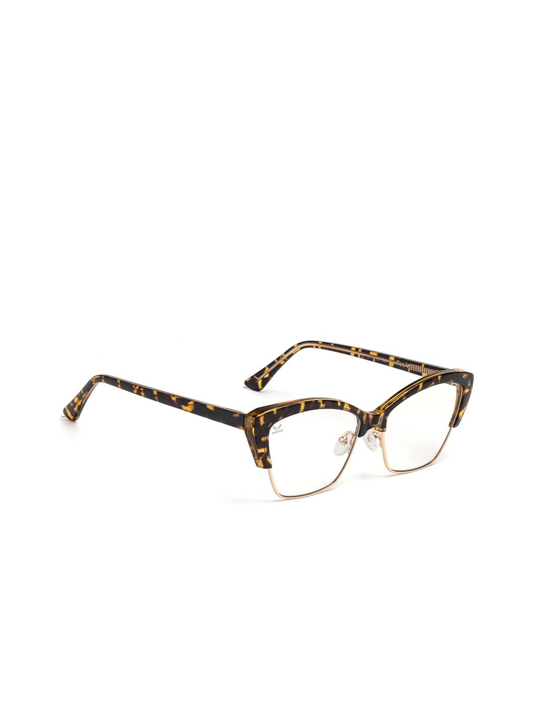 

PERKEY Women Abstract Printed Half Rim Cateye Frames, Brown