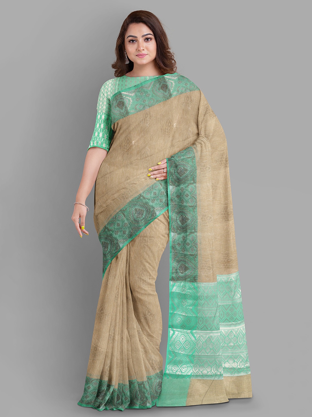 

The Chennai Silks Ethnic Motifs Chanderi Saree, Brown
