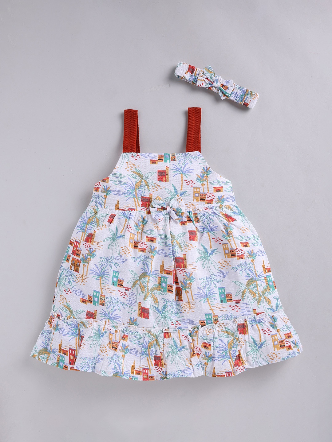 

SNUGGLY MONKEY Tropical Print A-Line Dress, White