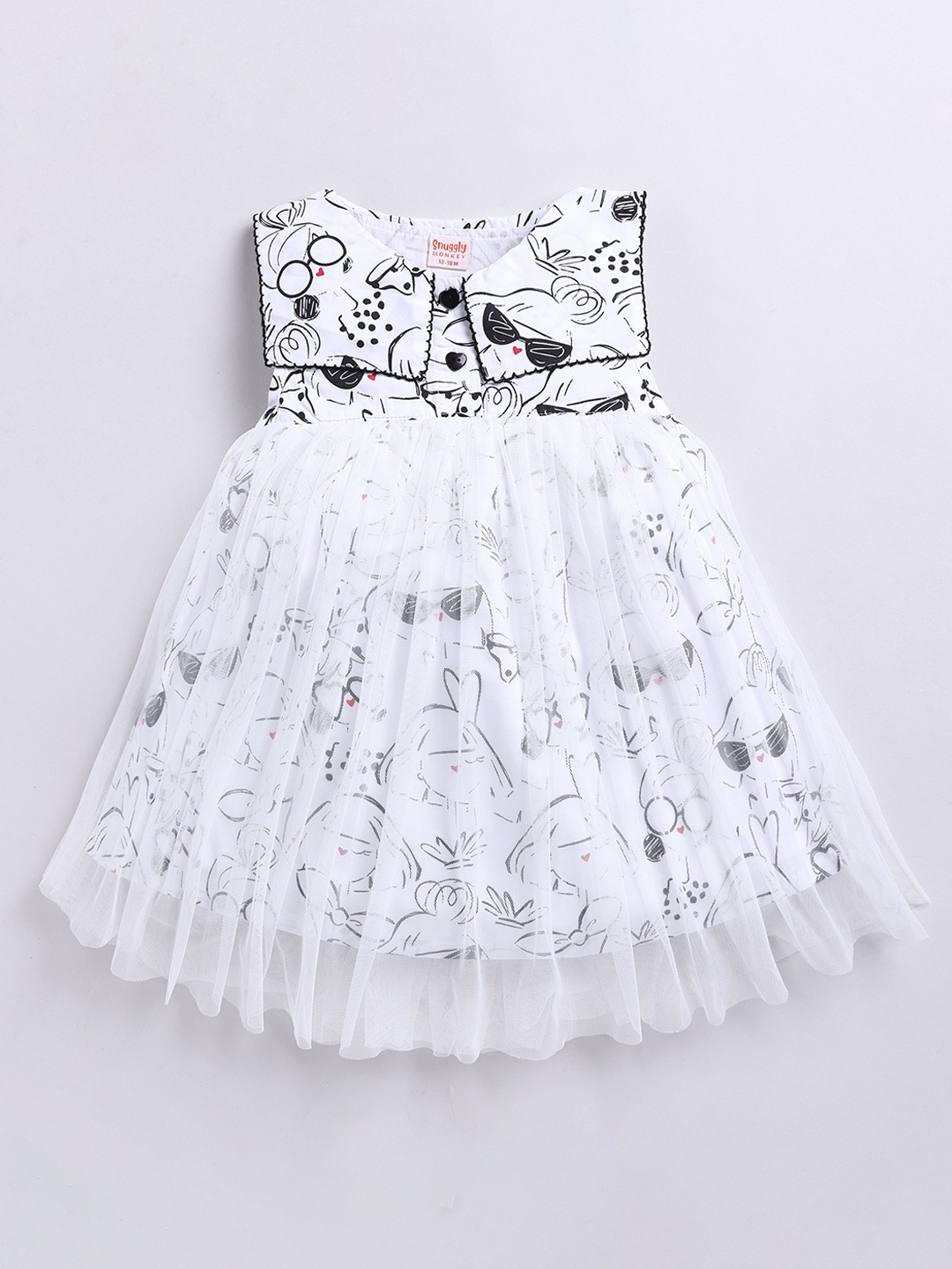 

SNUGGLY MONKEY Girls Printed A-Line Dress, White