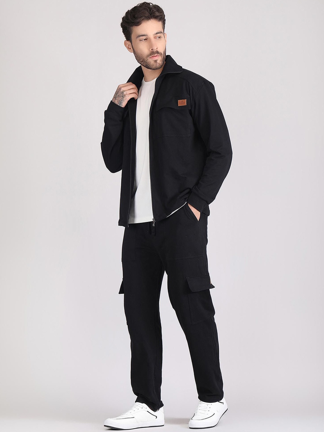 

Raxedo Pure Cotton Long Sleeve Shacket & Trouser Co-Ords, Black