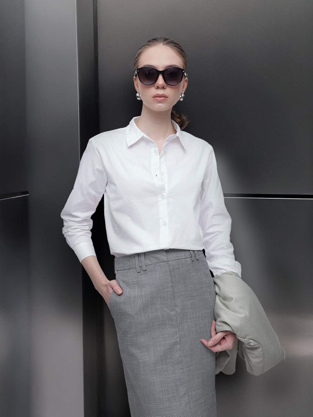 

French Connection Pure Cotton Longline Casual Shirt, White