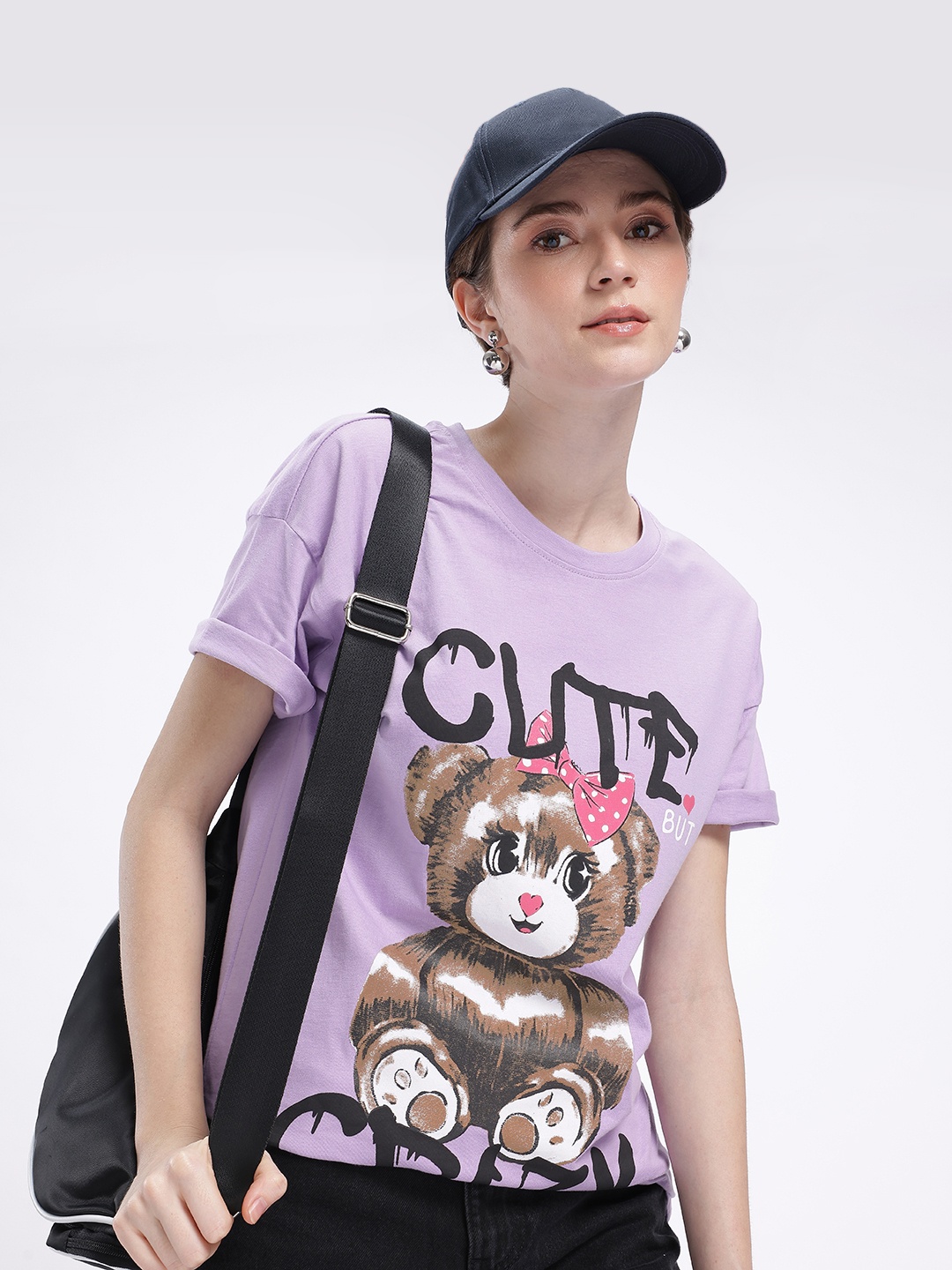 

DressBerry Adorable Aesthetic Printed Oversized T-shirt, Lavender