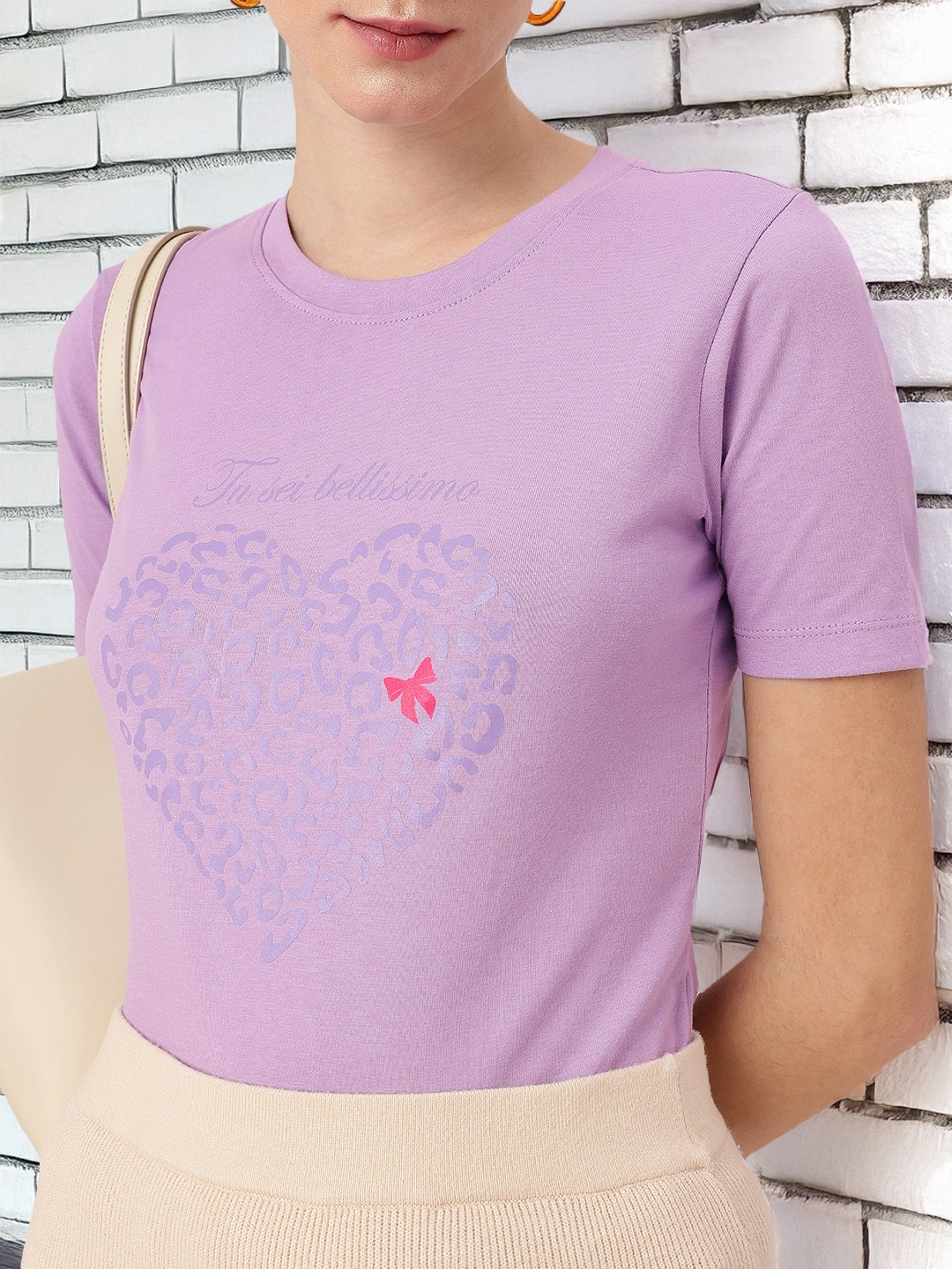 

DressBerry Playful Vibe Graphic Printed T-shirt, Lavender