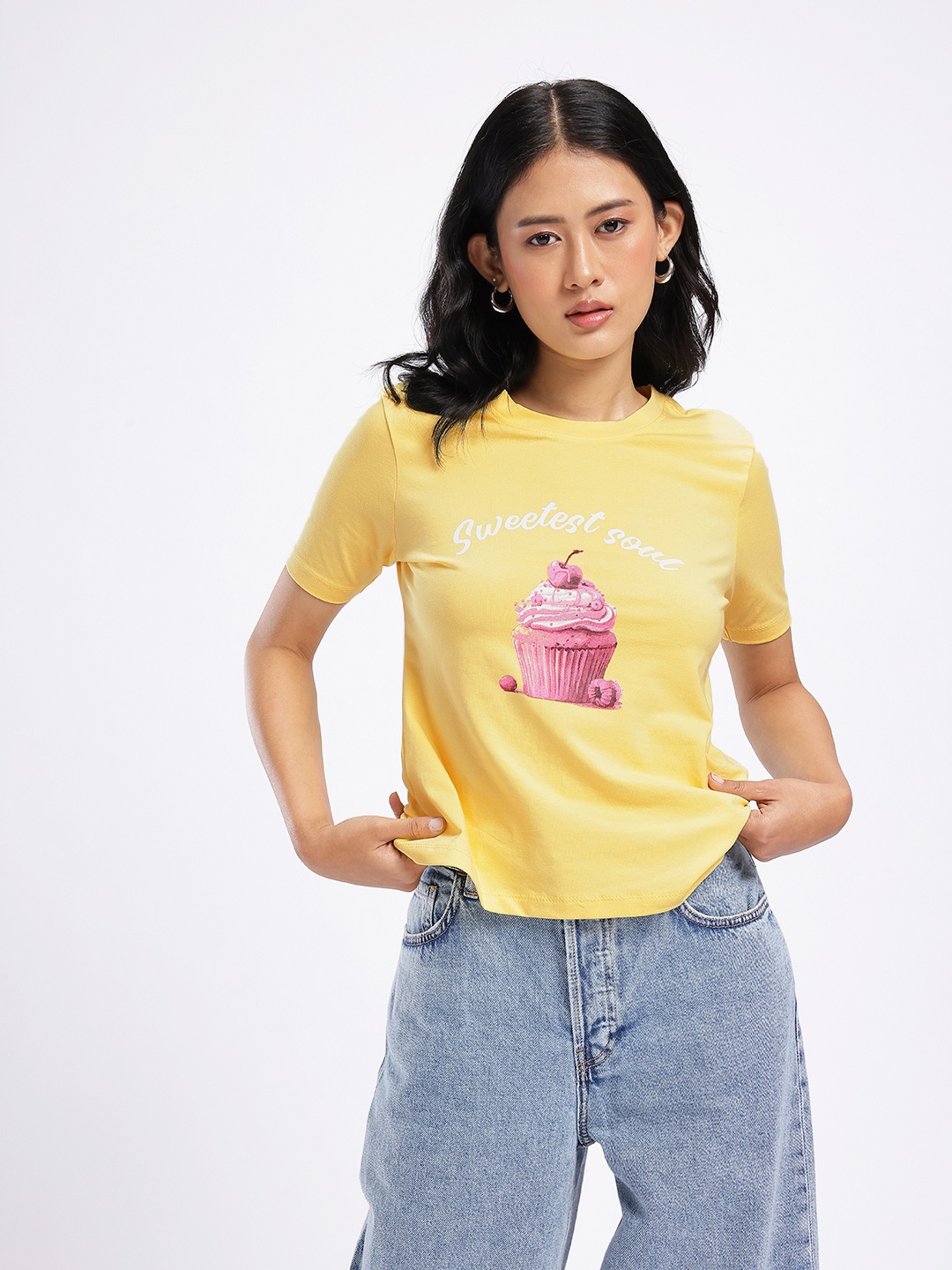 

DressBerry Sweet Sensation Printed T-shirt, Yellow