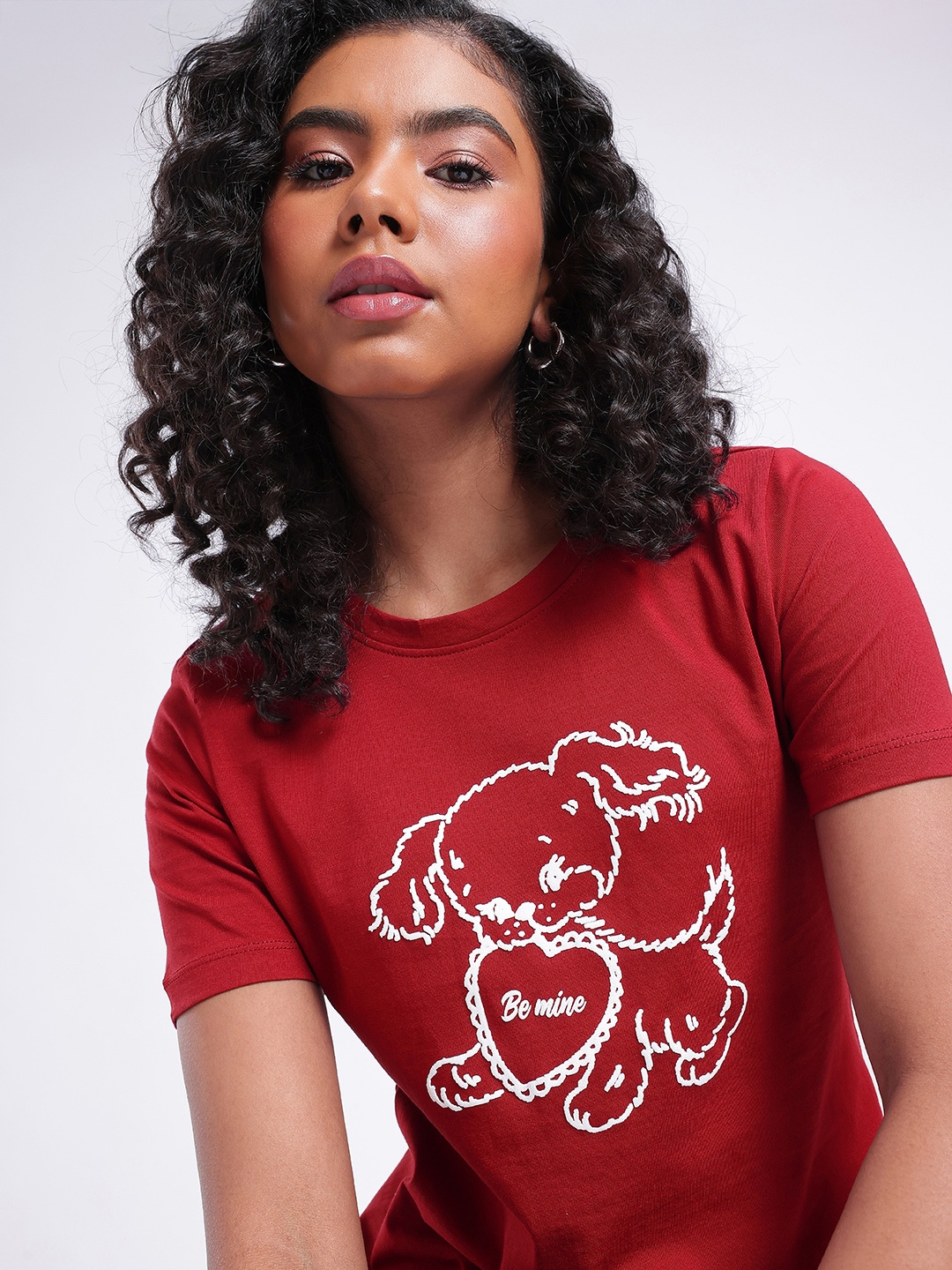 

DressBerry Classy Glam Printed T-shirt, Maroon