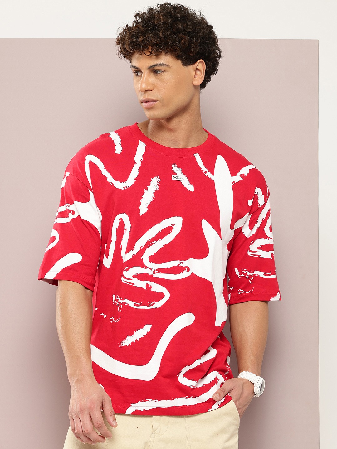 

Kook N Keech Printed Oversized T-shirt, Red
