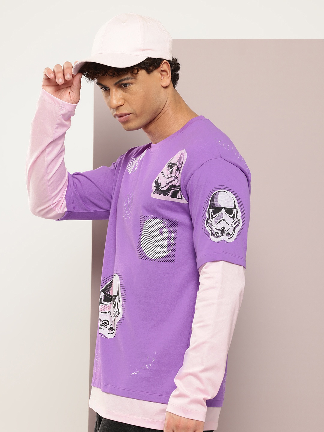 

Kook N Keech Star Wars Drop Shoulder Sleeves Pure Cotton Printed T-Shirt, Purple