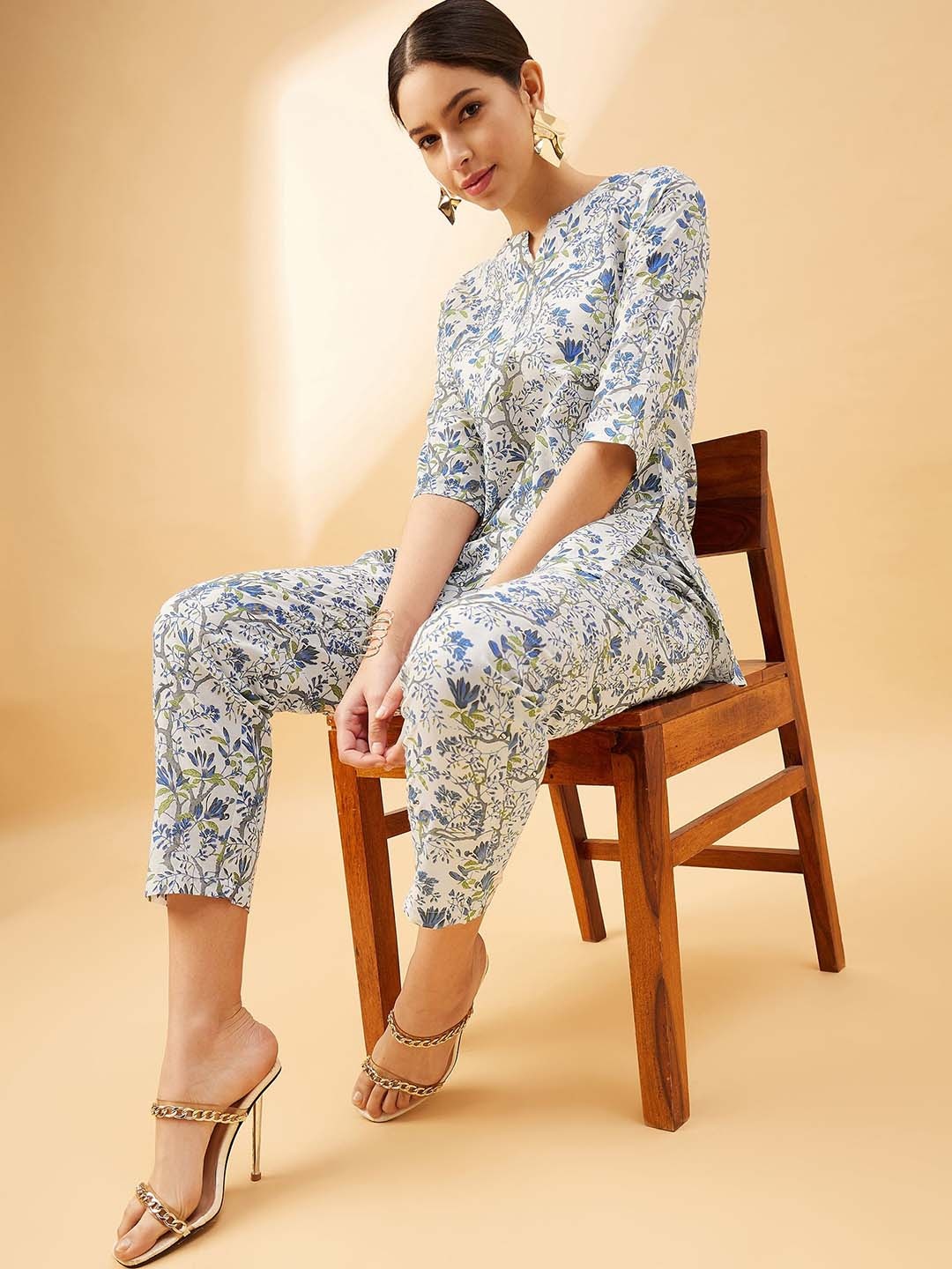 

VIRICA Floral Printed Top With Trousers, White