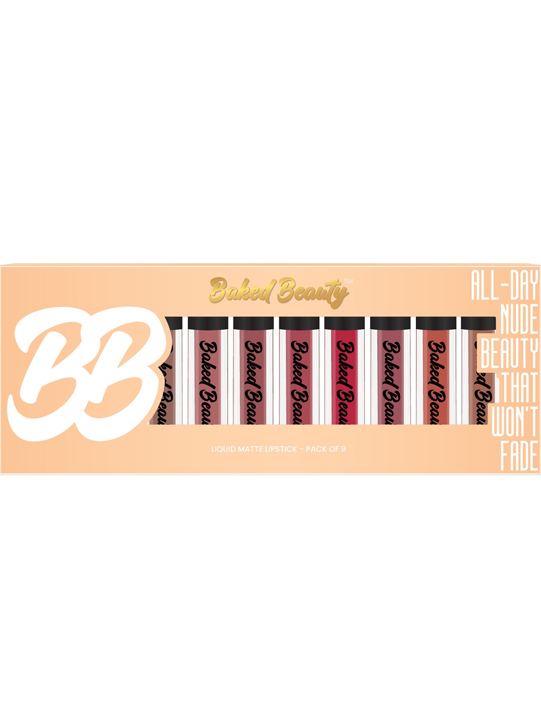 

Baked Beauty Set Of 9 Liquid Matte Lipsticks With Jojoba Oil- Nude Shades - 1.5 ml Each