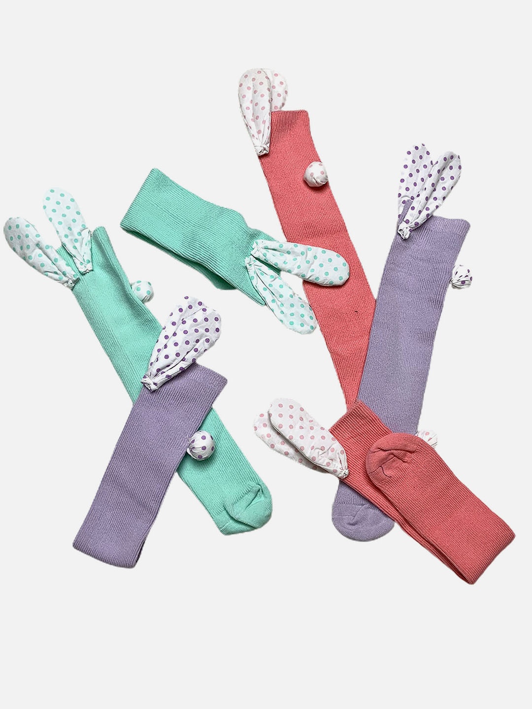 

Little Surprise Box LLP Kids Pack Of 3 3D Bunny Ears & Tail Socks, Purple