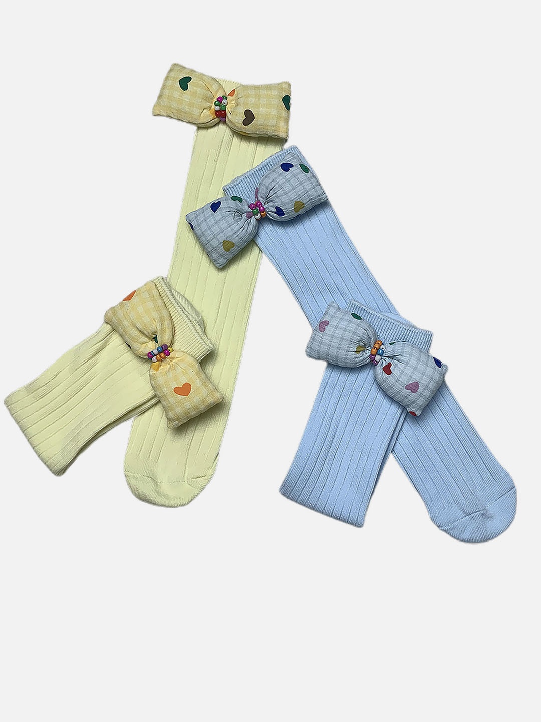 

Little Surprise Box LLP Kids Pack Of 2 3D Mini Hearts Bow Socks, Blue