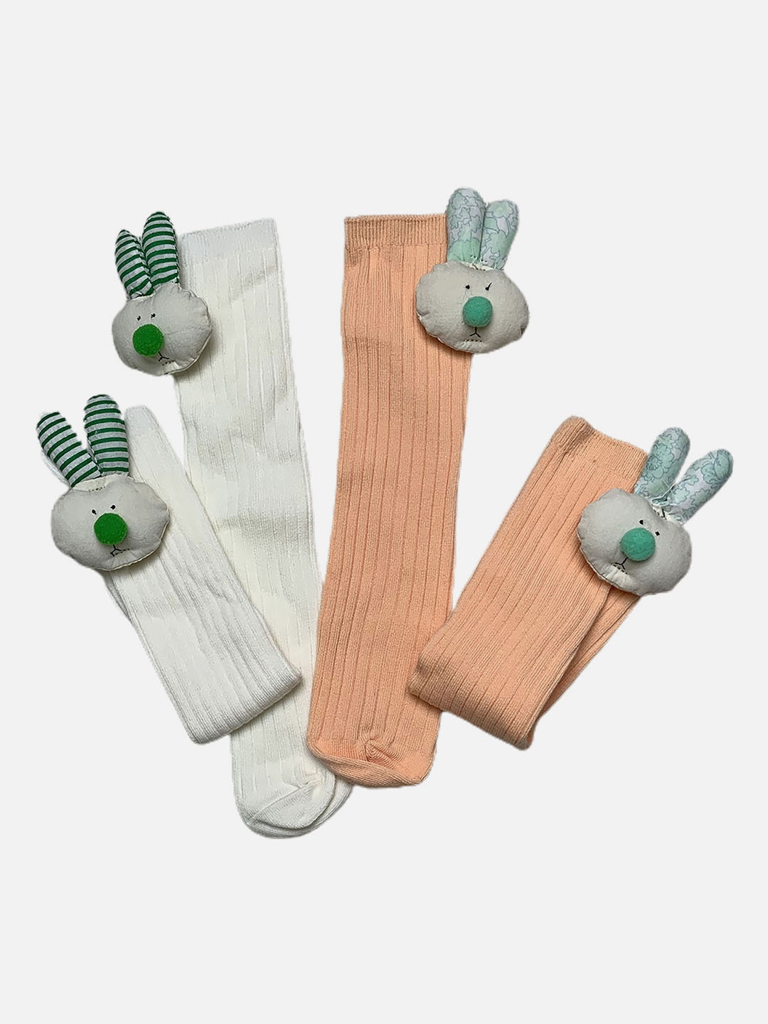 

Little Surprise Box LLP Kids Pack Of 2 3d Rabbit Face Socks, Peach