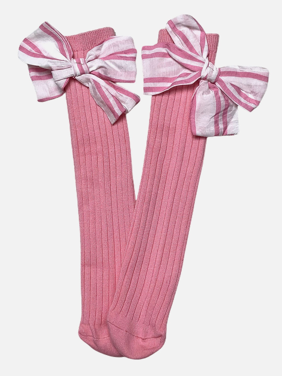 

Little Surprise Box LLP Kids Striped 3D Bow Socks, Pink