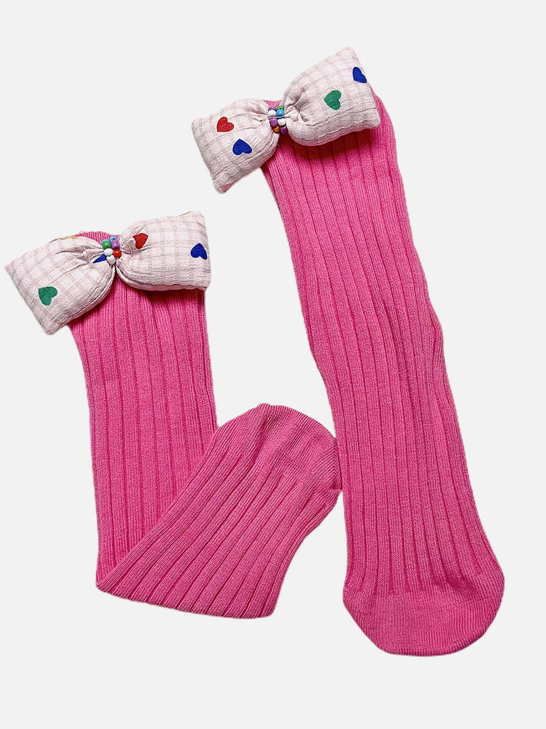 

Little Surprise Box LLP Kids 3D Mini Hearts Bow Socks, Pink