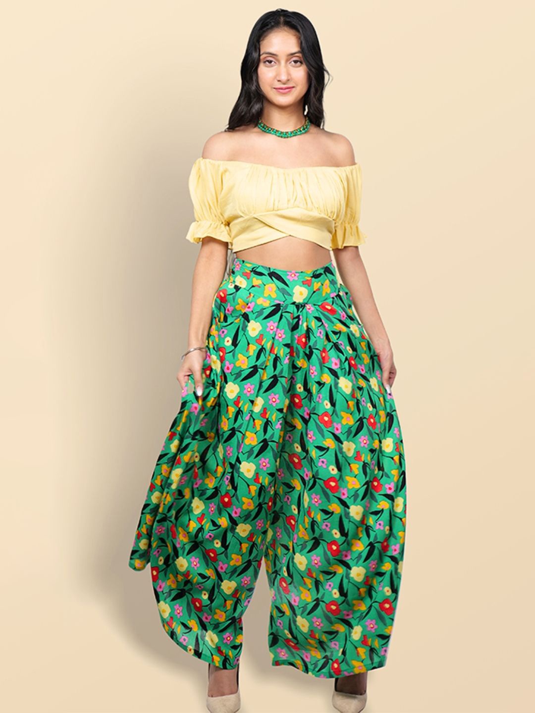 

Boholyfe Bohochic Off Shoulder Top With Palazzo, Yellow