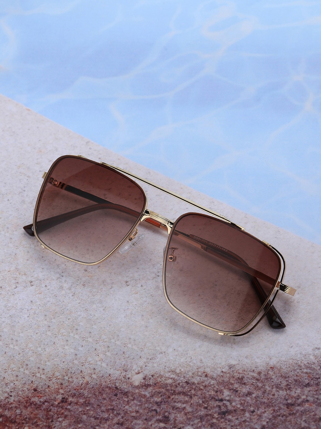 

Carlton London Men Rectangle Sunglasses with UV Protected Lens, Gold