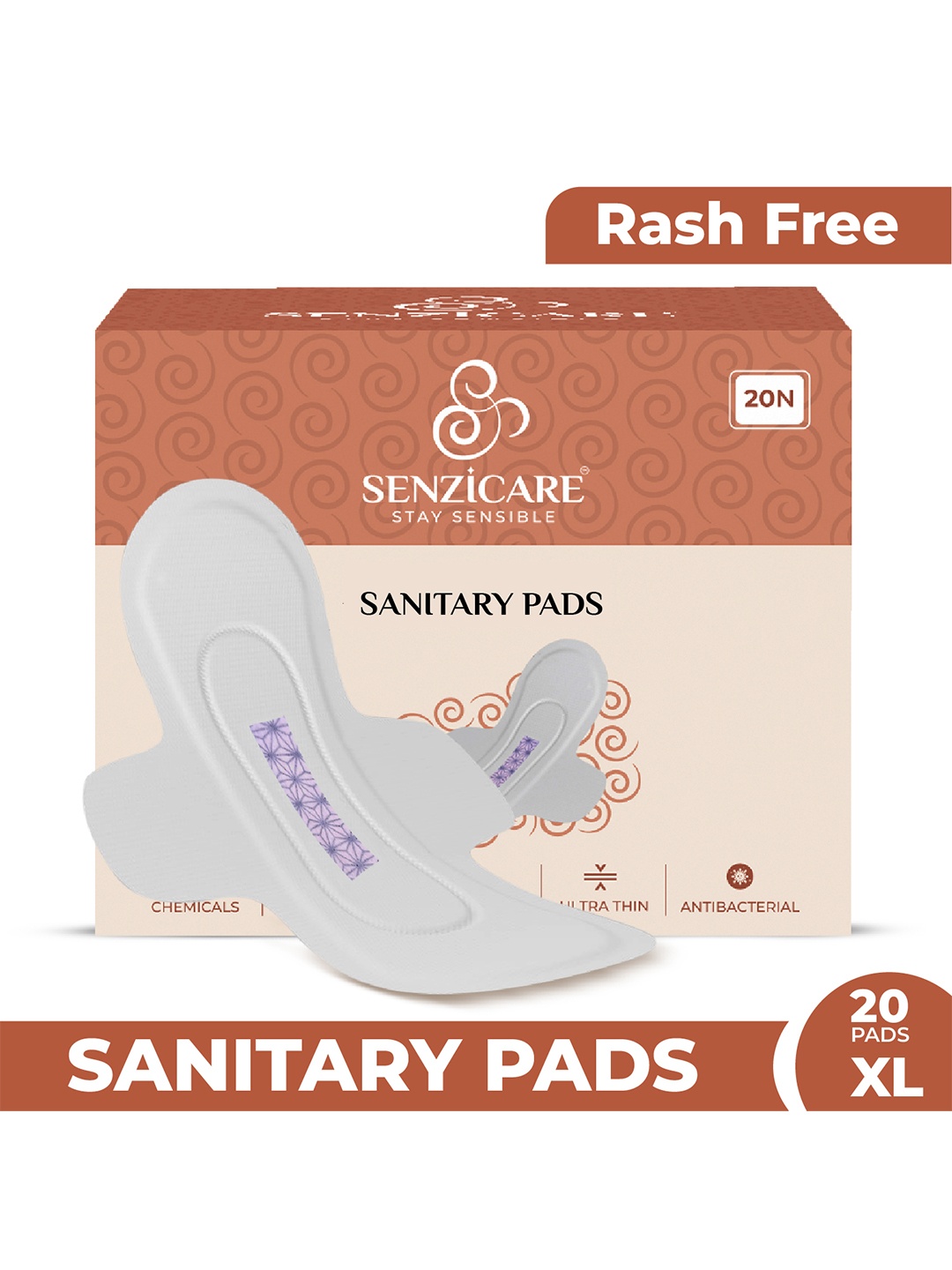 

Senzicare Graphene Anion Ultra Thin Breathable Sanitary Pads XL 20 Pads, White