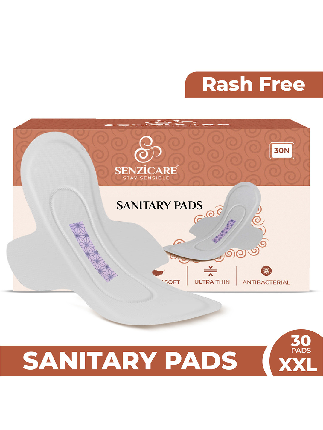 

Senzicare Graphene Anion Ultra Thin Breathable Sanitary Pads XXL 30 Pcs, White