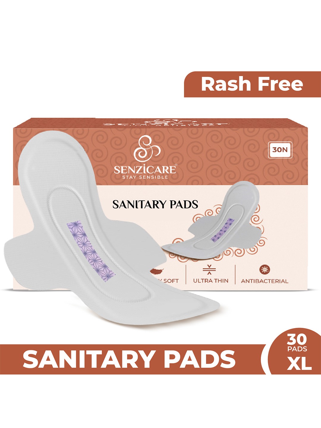 

Senzicare Graphene Anion Ultra Thin Breathable Sanitary Pads XL 30 Pcs, White